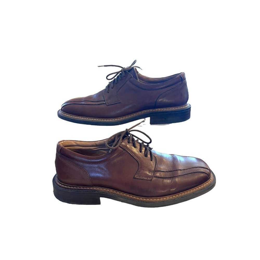 SKECHERS Cities Brown Italian Leather Oxfords Dress Square Toe Shoes Size 9.5
